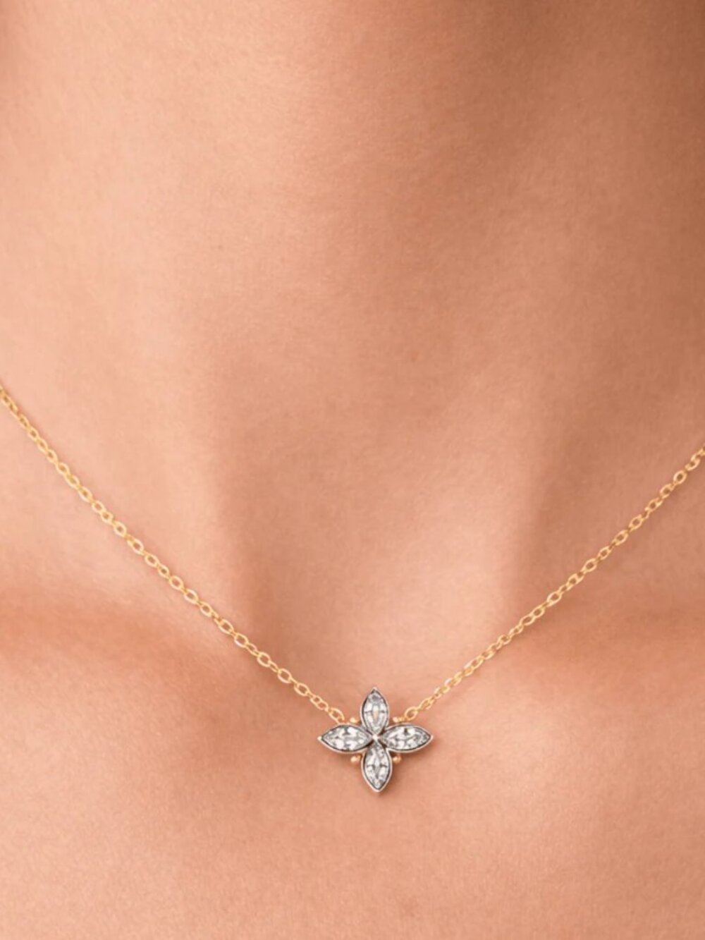 FREIDA ROTHMAN - Bloom Petal Pendant Necklace - Black and Gold - Picture 4 of 4